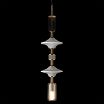 Подвесной светильник с белыми стеклянными элементами и бронзовыми вставками Высота 90 см Gabriel Scott Luna варинант исполнения - 6 | Loft Concept в Москве