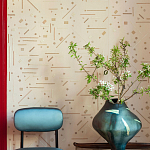 Обои с вышивкой ручной работы Glyph Original colourway on wool sateen варинант исполнения - 2 | Loft Concept в Москве