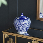 Ваза округлой формы с синей росписью и цветочным узором Blue & White Ornament варинант исполнения - 5 | Loft Concept в Москве