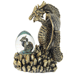 Декоративная статуэтка Дракон и стеклянное яйцо Dragon and Glass Egg Gold Black варинант исполнения - 4 | Loft Concept в Москве