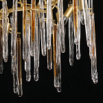 Люстра линейная золотого цвета с декоративными ветвями и длинными стеклянными подвесками в форме сосулек Droplet Chandelier варинант исполнения - 5 | Loft Concept в Москве