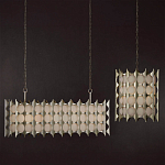 Люстра овальной формы с фактурным серебряным каркасом и тканевым абажуром Silver Honeycomb варинант исполнения - 5 | Loft Concept в Москве