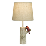 Настольная лампа с тканевым абажуром и основанием в виде птицы на дереве Simurq варинант исполнения - 1 | Loft Concept в Москве