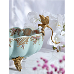 Чаша из голубого фарфора на бронзовых ножках с рисунком цветов и фигурками стрекоз Blue Garden варинант исполнения - 6 | Loft Concept в Москве