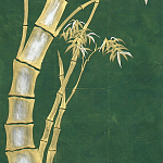 Обои ручная роспись Bamboo Golden on Edo Green India tea paper варинант исполнения - 2 | Loft Concept в Москве