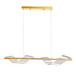 Люстра линейная золотистого цвета с двумя прозрачными волнистыми элементами Wave Line варинант исполнения - 2 | Loft Concept в Москве