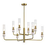 Люстра с 8-ю плафонами в форме стеклянных трубок и мраморных декоративных элементов Montreal варинант исполнения - 7 | Loft Concept в Москве