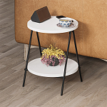 Стол приставной с 2-мя круглыми белыми столешницами ESSEL SIDE TABLE WHITE варинант исполнения - 8 | Loft Concept в Москве
