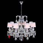 Люстра с 8-ю белыми текстильными абажурами и хрустальными подвесками Lustre Reverie варинант исполнения - 2 | Loft Concept в Москве