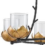 Люстра с прозрачными стеклянными абажурами и каркасом в виде черных веток Blooming Flower варинант исполнения - 1 | Loft Concept в Москве