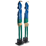 Комплект из 2-х деревянных статуэток Asmat Statuettes Blue Green варинант исполнения - 5 | Loft Concept в Москве