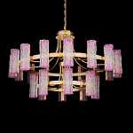 Люстра двухъярусная круглая с текстурными цилиндрическими плафонами Glimpse варинант исполнения - 1 | Loft Concept в Москве