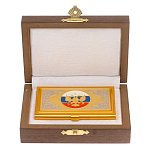 Визитница карманная металлическая с гравюрой Герба России в подарочной коробке Gold Metal Business Card Holders варинант исполнения - 3 | Loft Concept в Москве