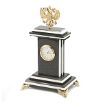 Часы настольные бронзовые с Гербом России из натурального камня Змевик Stone Clock варинант исполнения - 2 | Loft Concept в Москве