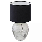 Настольная лампа с черным цилиндрическим тканевым абажуром и фактурным прозрачным основанием Black Cone варинант исполнения - 1 | Loft Concept в Москве