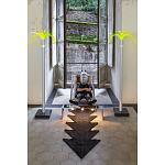 Дизайнерское кресло на металлическом каркасе с подставкой для ног Poltronova Mies Armchair варинант исполнения - 6 | Loft Concept в Москве