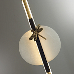 Подвесной светильник с шарообразным плафоном из алебастра и бронзовой декоративной стрекозой Alaris  варинант исполнения - 6 | Loft Concept в Москве