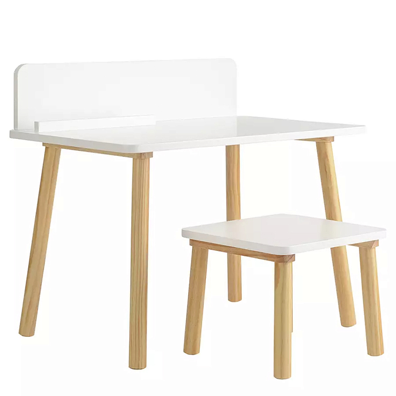 Набор детской мебели белый Childrens Table with Stool Белый Голубой в Москве | Loft Concept 