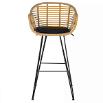 Стул барный с ротанговым плетением Half Bar Chair with Wicker с подлокотниками варинант исполнения - 1 | Loft Concept в Москве