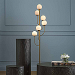 Торшер с 6-ю белыми стеклянными плафонами в форме шаров Gooseneck Pelle Chandelier варинант исполнения - 2 | Loft Concept в Москве