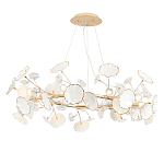 Люстра круглая с белыми лепестками из керамики и прозрачными хрустальными цветками Диаметр 82 см Wintery flovers варинант исполнения - 1 | Loft Concept в Москве