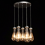 Люстра с 7-ю прозрачными плафонами из стекла в форме капли на круглом потолочном основании цвета хром Lucid Rain  варинант исполнения - 3 | Loft Concept в Москве