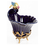 Чаша темно-синего цвета из фарфора с разноцветной птичкой Eden Garden porcelain and bronze варинант исполнения - 12 | Loft Concept в Москве