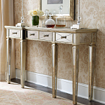 Консоль зеркальная в цвете шампань с 3-мя ящиками Hyaloid варинант исполнения - 1 | Loft Concept в Москве