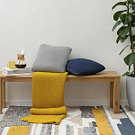 Плед из хлопка жемчужной вязки горчичного цвета Waffle Comfort варинант исполнения - 5 | Loft Concept в Москве