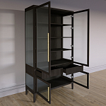 Витрина Primo со стеклянными фасадами и 2 ящиками Темный орех варинант исполнения - 6 | Loft Concept в Москве