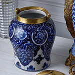 Ваза с насыщенным синим орнаментом и золотой крышкой Blue & White Ornament  варинант исполнения - 4 | Loft Concept в Москве