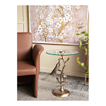 Столик с круглой стеклянной столешницей и корпусом в виде двух павлинов на ветке Table Two Peacocks варинант исполнения - 7 | Loft Concept в Москве