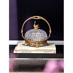 Конфетница из прозрачного рельефного стекла с ручкой и фигуркой лебедя Eden Garden варинант исполнения - 4 | Loft Concept в Москве