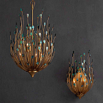 Бра настенное золотое с декором из бирюзовых элементов Peacock Tail варинант исполнения - 4 | Loft Concept в Москве