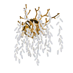 Бра золотого цвета с ветвями и белыми овальными стеклянными подвесками Droplet Chandelier варинант исполнения - 1 | Loft Concept в Москве