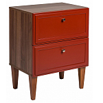 Тумба прикроватная красная из массива бука с 2-мя ящиками Wenge Light варинант исполнения - 1 | Loft Concept в Москве