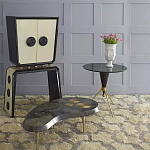 Дизайнерский журнальный столик с круглой столешницей на золотых ножках Risenbix варинант исполнения - 1 | Loft Concept в Москве