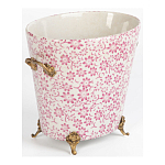 Кашпо из белого фарфора с розовым цветочным орнаментом Eden Garden варинант исполнения - 2 | Loft Concept в Москве