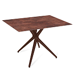 Стол обеденный с коричневой прямоугольной столешницей из керамики на четырех пластиковых ножках Brown Ceramics варинант исполнения - 1 | Loft Concept в Москве