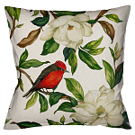 Декоративная подушка бежевая с изображением птиц и цветов Blooming Birds варинант исполнения - 1 | Loft Concept в Москве