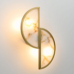 Бра с двумя полукруглыми плафонами из искусственного алебастра в бронзовой оправе Marbella варинант исполнения - 3 | Loft Concept в Москве