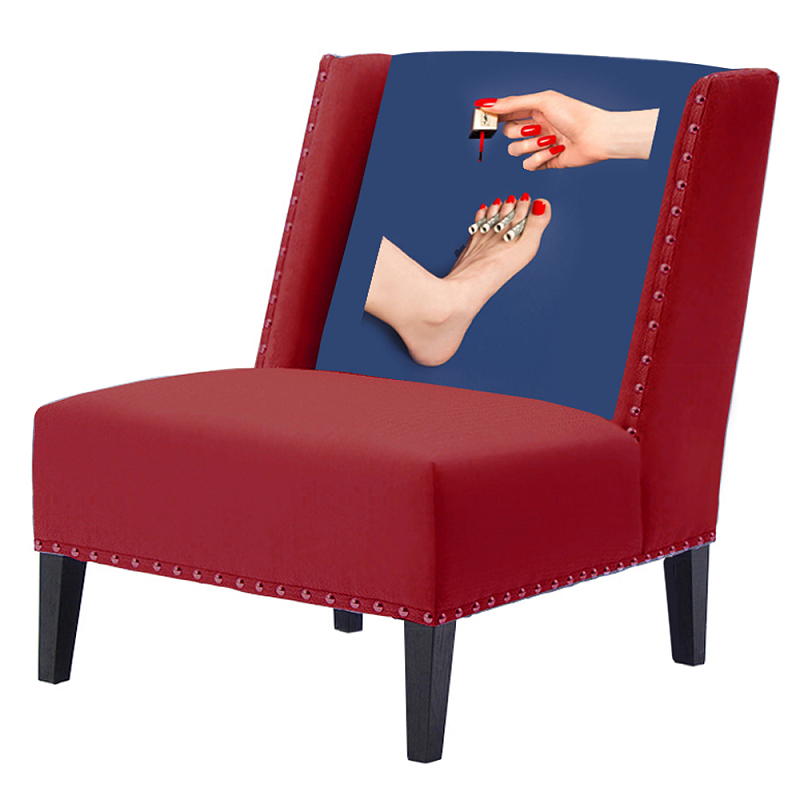 FUN Armchair "Pedicure" Red Дизайнерское кресло с цветным принтом Бургундский красный Сапфирово-синий в Москве | Loft Concept 