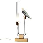 Настольная лампа с прозрачной трубкой и декоративной фигуркой птицы на бронзовой подставке Ganthea варинант исполнения - 2 | Loft Concept в Москве