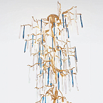 Люстра с голубыми и прозрачными подвесками в форме капель Blue Drop Chandelier варинант исполнения - 1 | Loft Concept в Москве