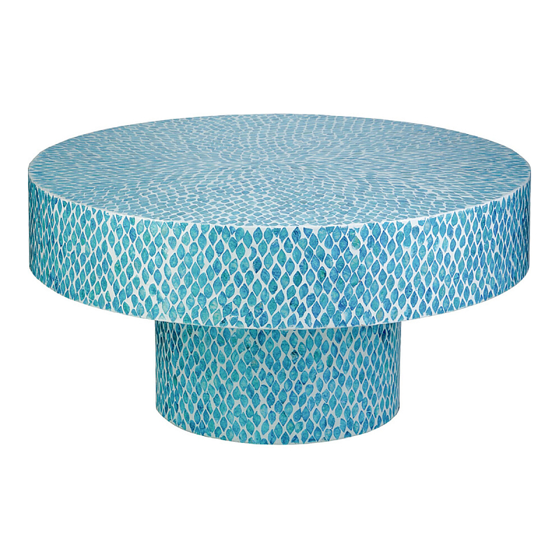 Стол Кофейный с инкрустацией Flower Blue Голубой Стол Кофейный с инкрустацией Flower Blue Голубой в Москве | Loft Concept