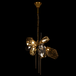 Люстра подвесная со стеклянными плафонами из дымчатого и золотистого с тремя вертикальными подвесками Gilded Mirage  варинант исполнения - 3 | Loft Concept в Москве