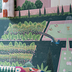 Обои ручная роспись Mahal Garden Original colourway on blue painted Xuan paper варинант исполнения - 4 | Loft Concept в Москве