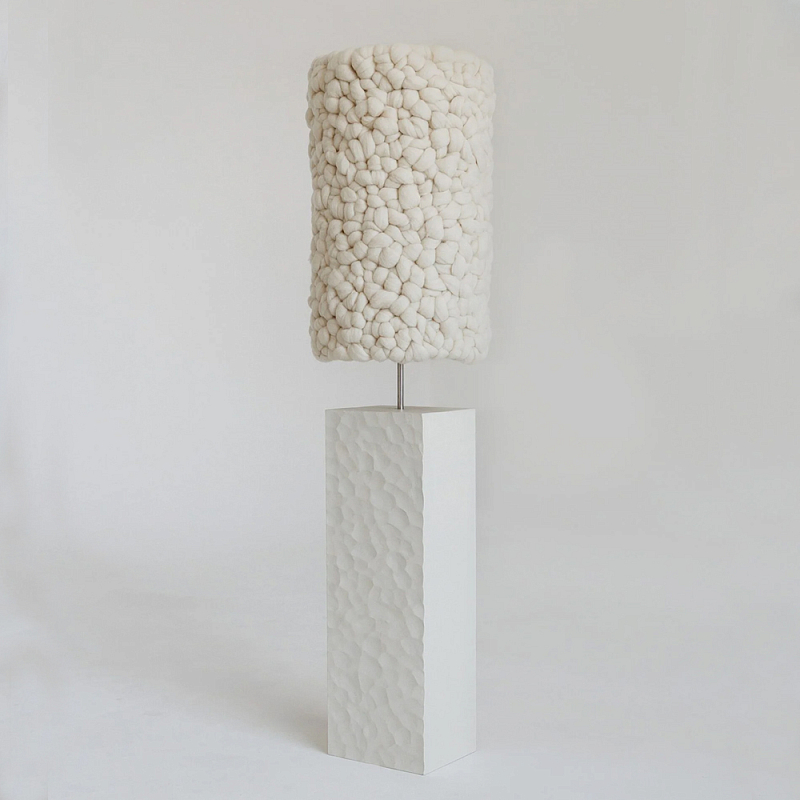 Торшер белый с вязаным абажуром Woolen Floor Lamp Белый Торшер белый с вязаным абажуром Woolen Floor Lamp Белый в Москве | Loft Concept