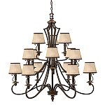 Люстра бронзового цвета с бежевыми абажурами из органзы в классическом стиле Hinkley варинант исполнения - 1 | Loft Concept в Москве