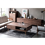 Кофейный стол из дерева с ящиком и нишей для хранения Coffee Walnut Table варинант исполнения - 2 | Loft Concept в Москве